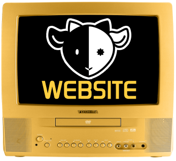 Clickable yellow CRT displaying a deer logo and the word 'Website'.